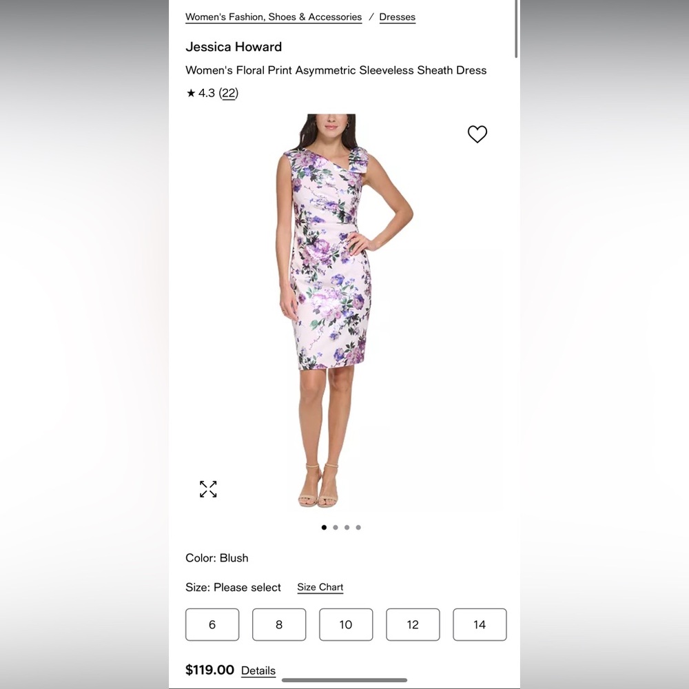 Jessica Howard Women's Floral Print Asymmetric Sleeveless Sheath Dress